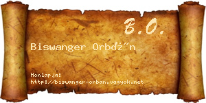 Biswanger Orbán névjegykártya
